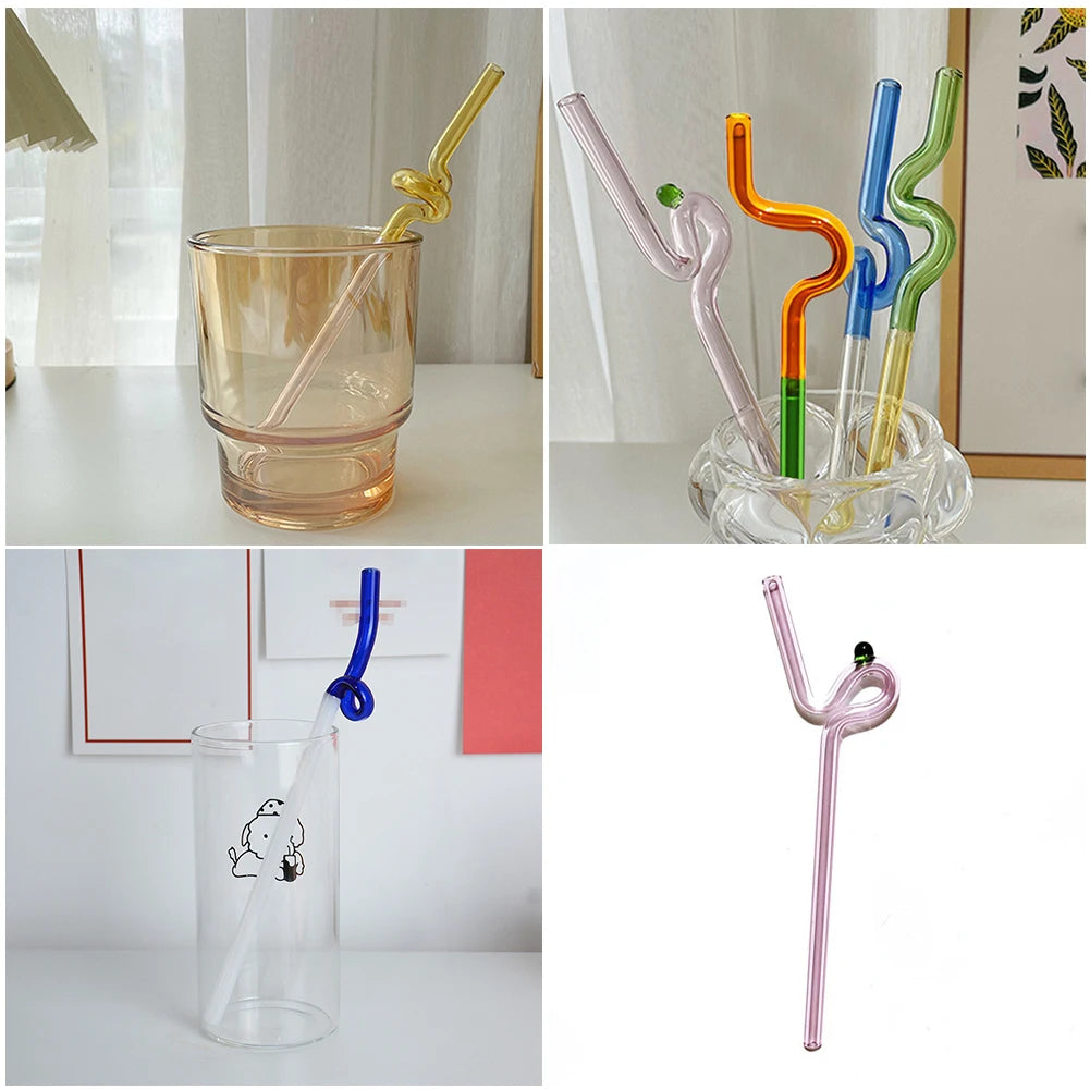 House Artistry Glass Straws Reusable Straws Heat Resistant Glass Straw Drinking Milk Tea Long Stem Glass Staw Wholesale