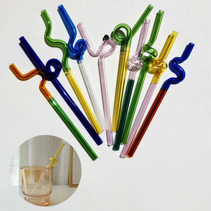 House Artistry Glass Straws Reusable Straws Heat Resistant Glass Straw Drinking Milk Tea Long Stem Glass Staw Wholesale