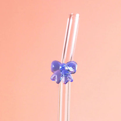 Glass Cute Straws Reusable Butterfly Bow Colorful Transparent Cleaning Brushes Dishwasher Juices Smoothies With Bar Accessories