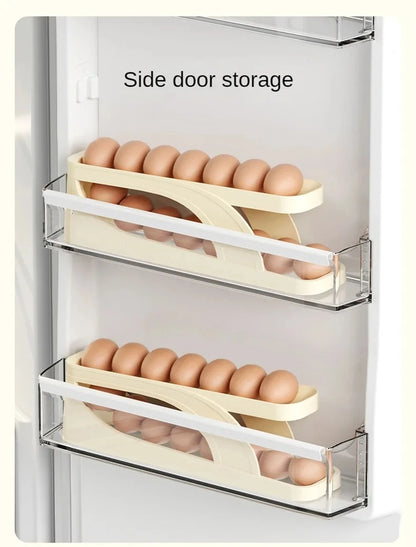 New Automatic Rolling Double-layer Egg Dispenser, Egg Holder Dispenser for Refrigerator, Holds 15 Eggs, Space-Saving Egg Storage