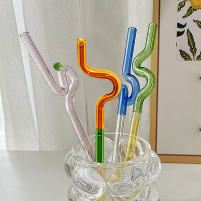 House Artistry Glass Straws Reusable Straws Heat Resistant Glass Straw Drinking Milk Tea Long Stem Glass Staw Wholesale