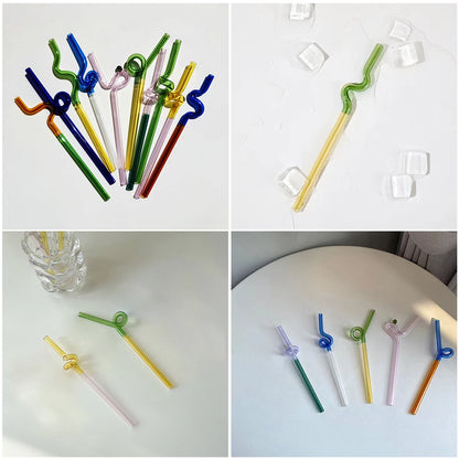 House Artistry Glass Straws Reusable Straws Heat Resistant Glass Straw Drinking Milk Tea Long Stem Glass Staw Wholesale