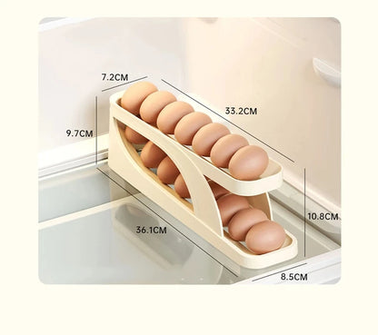 New Automatic Rolling Double-layer Egg Dispenser, Egg Holder Dispenser for Refrigerator, Holds 15 Eggs, Space-Saving Egg Storage