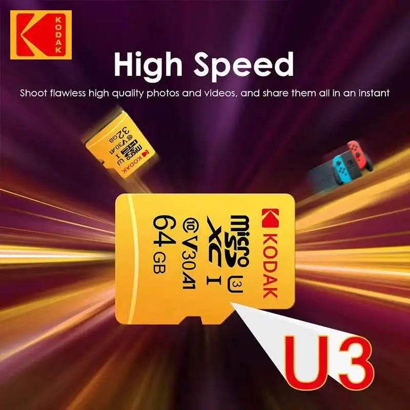 Kodak Micro SD Card Mini SD Class10 32GB 64GB 128GB 256GB High Speed Write Super Compatibility Phone Camera Meomory Card